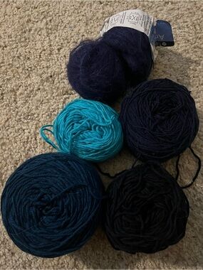 Assorted Blue Yarn Bundle natural fiber